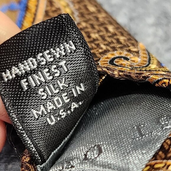 Robert Talbott Brown Gold Parisian Silk Necktie Designer Multicolor Paisley - Picture 8 of 9